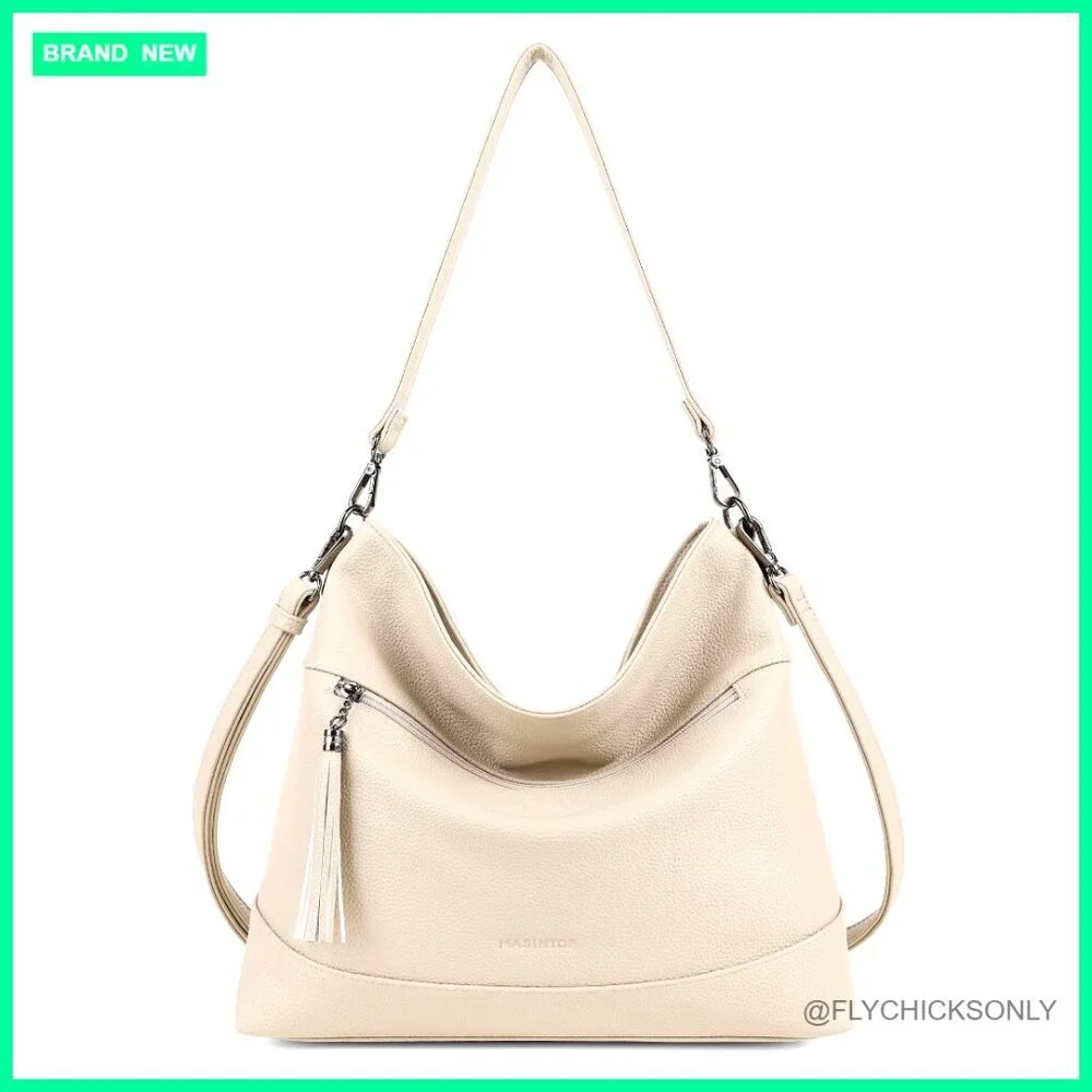 Convertible Hobo Crossbody Bag, PU Leather, 2-in-1 Design, 8 Pockets